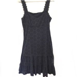 Oscar by Oscar de la Renta Navy eyelet dress sz 14